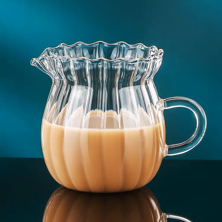SGW-013 Single Wall Glass Pour Over Glass Mug Stripe Line Single Wall Glass Mug - Image 2