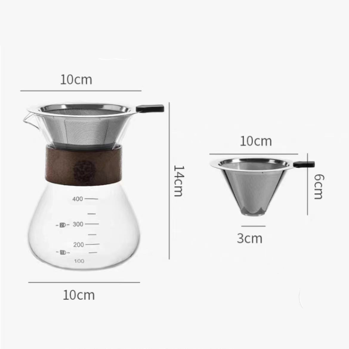 GP-003 Pour Over Coffee Maker Borosilicate Glass Drip Coffee Maker with Reusable Stainless Steel Filter - Image 7