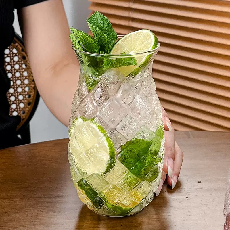 SWG-01 Cheap Price Pineapple Shape Glass Cup Borisilicate Glass Cup for Juice Cocktail Water