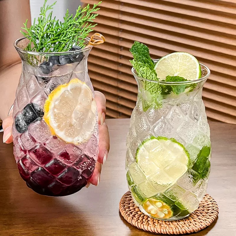SWG-01 Cheap Price Pineapple Shape Glass Cup Borisilicate Glass Cup for Juice Cocktail Water - Image 2