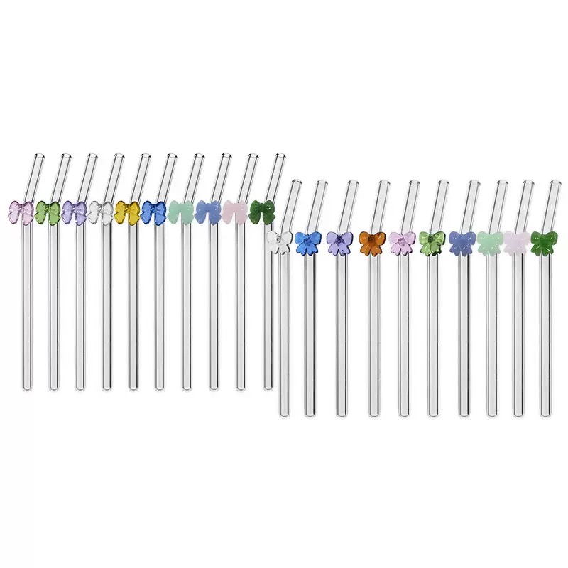GS-06 High Quality Glass Straw Drinking Glass Straw with Butterfly - Image 3